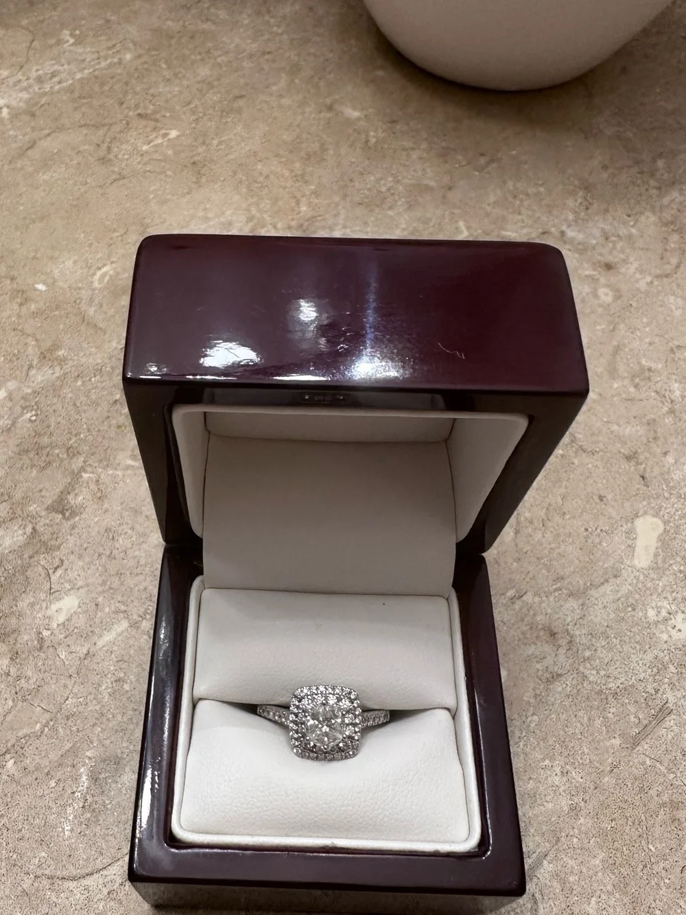 Diamond solitaire Halo Cluster Ring in Silver- White